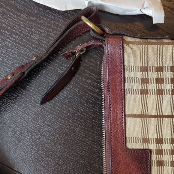 Burberry Brown/Beige House Check Fabric Sadie Hobo Bag - Picture 11 of 12